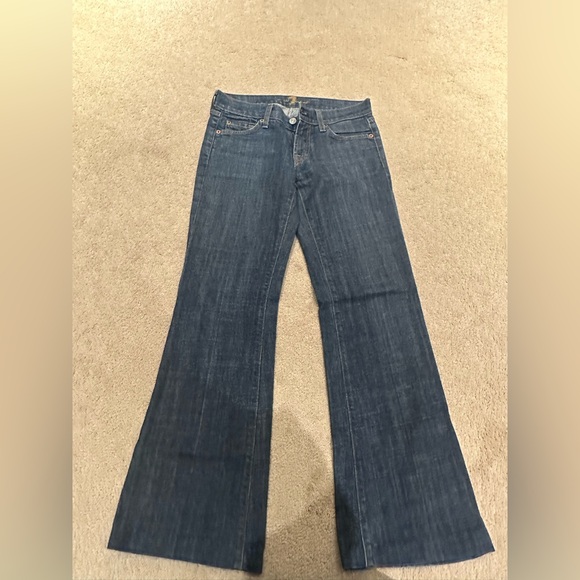 7 For All Mankind Blue Flare Jeans - Picture 3 of 5